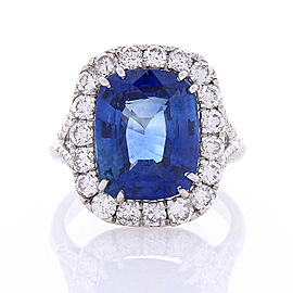 Heritage Gem Studio 7.16 Carat Cushion Cut Blue Sapphire & Diamond Cocktail Ring in 18 Karat Gold