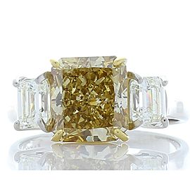 Heritage Gem Studio 3.00 Carat Radiant Cut Fancy Yellow Diamond Cocktail Ring in Platinum