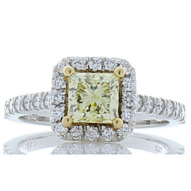 Heritage Gem Studio GIA Certified 1.06 Carat Princess Cut Fancy Yellow Diamond Cocktail Ring in 18K