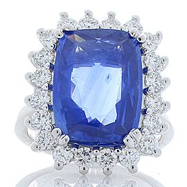 Heritage Gem Studio 8.70 Carat Cushion Sapphire and Diamond Cocktail Ring in 18 Karat White Gold