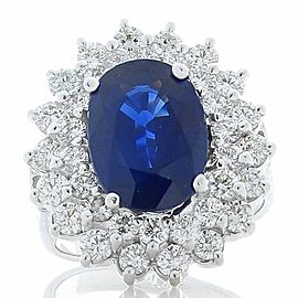 PGS Certified 4.05 Carat Oval Blue Sapphire & Diamond Cocktail Ring In 14K Gold