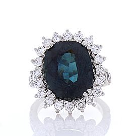 Heritage Gem Studio Gubelin Certified 11.23 Carat Cushion Blue Sapphire and Diamond Cocktail Ring