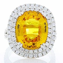 Heritage Gem Studio 10.90 Carat Oval Yellow Sapphire and Diamond Cocktail Ring in Platinum