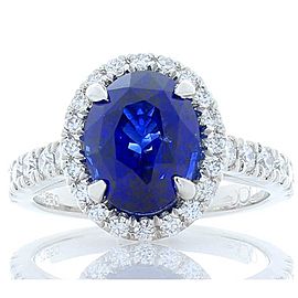 4.23 Carat Oval Blue Sapphire and Diamond Cocktail Ring in Platinum