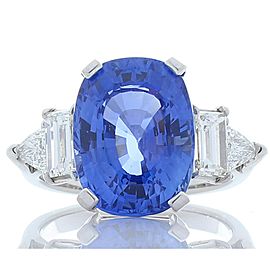 GIA Certified 10.12 Carat Cushion Blue Sapphire & Diamond Cocktail Ring In Plat