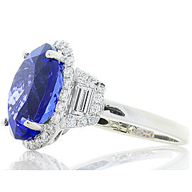 8.08 Carat Oval Tanzanite and Diamond Cocktail Ring in 18 Karat White Gold