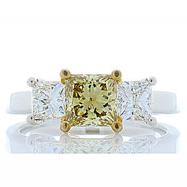 GIA Certified 1.04 Carat Princess Cut Fancy Brownish Yellow Diamond Ring in Plat