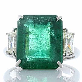 Heritage Gem Studio GIA Certified 8.39 Carat Emerald Cut Emerald and Diamond Cocktail Ring