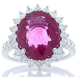 6.28 Carat Rubellite and Diamond Cocktail Ring in 18 Karat White Gold