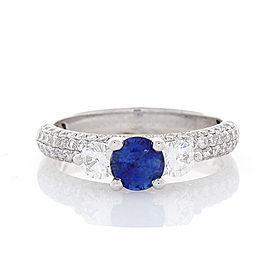 0.77 Carat Blue Sapphire and Diamond Cocktail Ring in 18 Karat White Gold