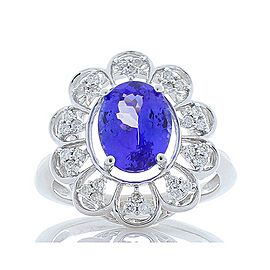 2.42 Carat Oval Tanzanite and Diamond Cocktail Ring in 14 Karat White Gold