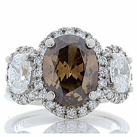 3.03 Carat Oval Fancy Brown Diamond Cocktail Ring in Platinum