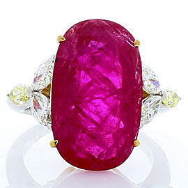 Heritage Gem Studio AGL Certified 12.22 Carat Oval Ruby and Marquise Diamond Cocktail Ring