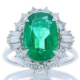 3.74 Carat Emerald and Diamond Cocktail Ring in 18 Karat White Gold