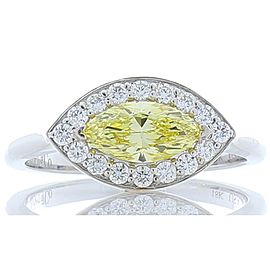 Heritage Gem Studio GIA Certified 0.69 Carat Marquise Fancy Intense Yellow Diamond Cocktail Ring