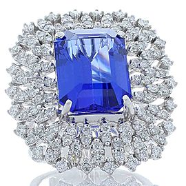 8.62 Carat Emerald Cut Tanzanite and Diamond Cocktail Ring in 14 Karat Gold