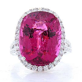 15.57 Carat Total Oval Rubellite and Diamond Cocktail Ring in 18 Karat Gold