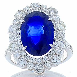 7.06 Carat Oval Blue Sapphire and Diamond Cocktail Ring in 18 Karat White Gold