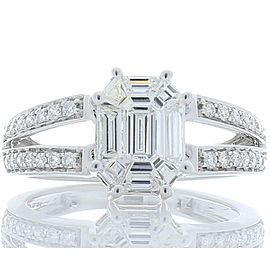 0.92 Carat Total Illusion Set Diamond Cocktail Ring in 18 Karat White Gold