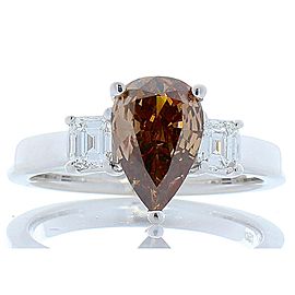 GIA Certified 1.20 Carat Pear Shaped Fancy Brown Diamond Cocktail Ring