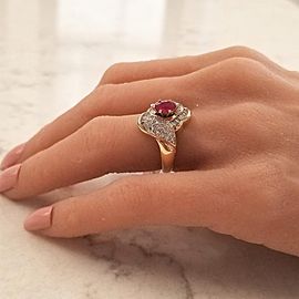 Ring 14KY, Dia 0.50CT RUBY 1.10CTW RD & BAG