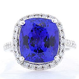 Heritage Gem Studio 7.73 Carat Tanzanite and Diamond Cocktail Ring in 14 Karat White Gold