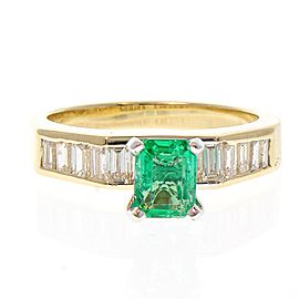 Heritage Gem Studio Ring 14KY ENG RING & WEDDING BAND, EM- CUT EMERALD 0.78CT CTR 6.06 X 4.71MM, 1.97CTW BAG DIA