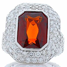 Heritage Gem Studio 9.03 Carat Emerald Cut Garnet and Diamonds White Gold Cocktail Ring