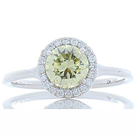 Heritage Gem Studio GIA Certified 1.01 Carat Natural Fancy Yellow Diamond White Gold Cocktail Ring