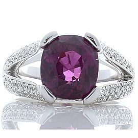 Heritage Gem Studio 6.43 Carat Cushion Rhodolite Garnet and Diamond White Gold Cocktail Ring