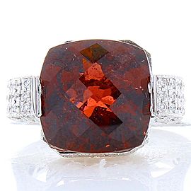 8.37 Carat Orange Tourmaline and Diamond Cocktail Ring in 18 Karat White Gold