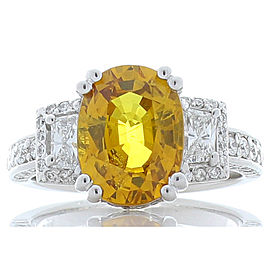 Heritage Gem Studio 4.50 Carat Oval Yellow Sapphire and Diamond White Gold Cocktail Ring