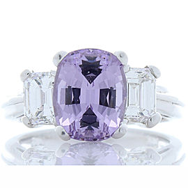 Heritage Gem Studio 3.34 Carat Lavender Spinel and Emerald Cut Diamond White Gold Cocktail Ring