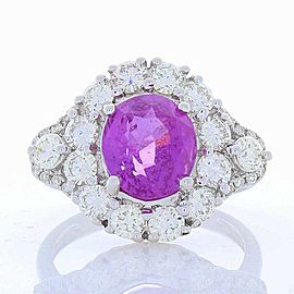 Heritage Gem Studio 3.06 Carat Oval Pink Sapphire and Diamond Cocktail Ring in 14 Karat Gold