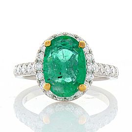 Heritage Gem Studio colored rings, 18KW, Emerald 2.33 ct , 11.5x8mm, Dia RB 0.89ctw, 30 stn