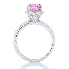 Heritage Gem Studio 2.24 Carat Cushion Cut Pink Sapphire and Diamond Cocktail Ring in 18 Karat Gold