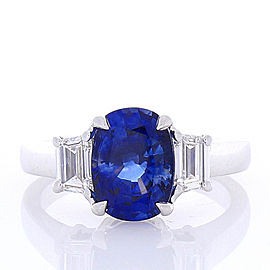 3.06 Carat Cushion Cut Blue Sapphire and Diamond Cocktail Ring in 18 Karat Gold