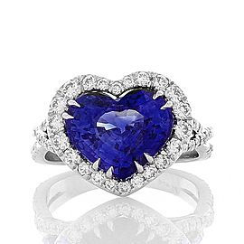 Heritage Gem Studio 6.30 Carat Heart Shaped Blue Sapphire and Diamond Cocktail Ring in Platinum