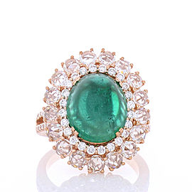 4.50 Carat Oval Cabochon Emerald and Diamond Cocktail Ring in 18 Karat Gold