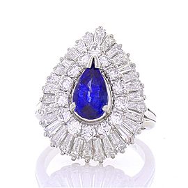 Heritage Gem Studio 1.71 Carat Pear Shape Blue Sapphire and Diamond Cocktail Ring in Platinum