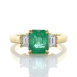 2.14 Carat Emerald Cut Emerald and Diamond Cocktail Ring in 18 Karat Gold