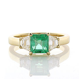 1.37 Carat Emerald Cut Emerald and Diamond Cocktail Ring in 18 Karat Yellow Gold