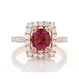 2.20 Carat Cushion Cut Pink Sapphire and Diamond Cocktail Ring in 18 Karat Gold