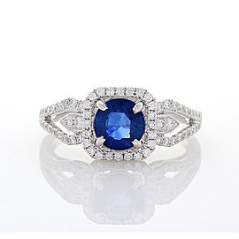 1.09 Carat Blue Sapphire and Diamond Cocktail Ring in 18 Karat White Gold