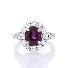 2.97 Carat Oval Purple Sapphire and Diamond Cocktail Ring in 18 Karat White Gold