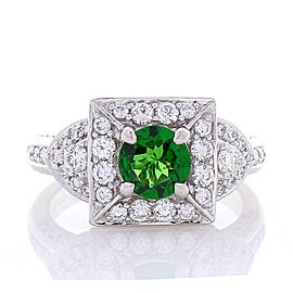 0.75 Carat Tsavorite and Diamond Cocktail Ring in 18 Karat White Gold