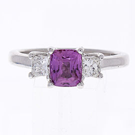 1.09 Carat Cushion Cut PInk Sapphire & Diamond Cocktail Ring In 18K White Gold