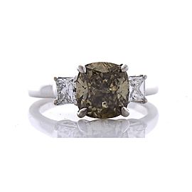 GIA Certified 3.00 Carat Cushion Cut Fancy Brown Diamond Cocktail Ring