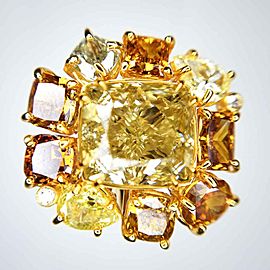 GIA Certified 6.52 Carat Fancy Brownish Yellow Cushion Cut Diamond Cocktail Ring