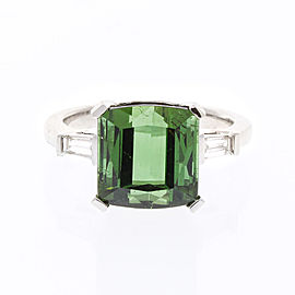 7.28 Carat Square Tourmaline and Diamond Cocktail Ring in 18 Karat White Gold